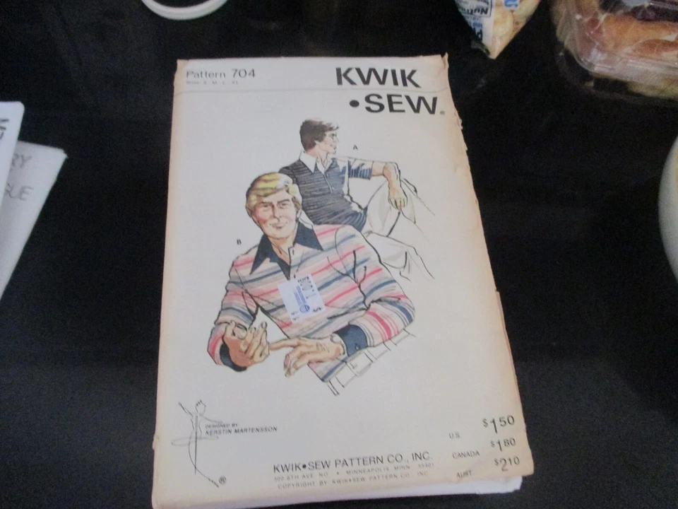PATRÓN DE COSTURA VINTAGE SIN CORTAR ~ KWIK COSER 704 ~ ESTILOS DE CAMISA DE RUGBY PARA HOMBRE Foto 1 de 1