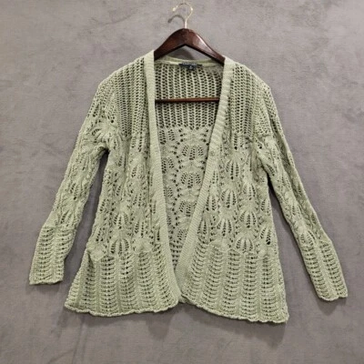 Cárdigan Suéter Chadwick's Verde Talla Mediana Grannycore Grueso Crochet Foto 1 de 4