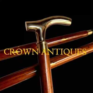 Bastón de madera con mango de latón de diseño victoriano antiguo estilo vintage - Imagen 1 de 4