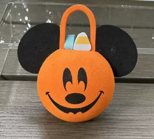 Disneyland Halloween Candy Bucket Orange Antenna Ball Mickey Mouse Ears Preowned - Picture 1 of 5