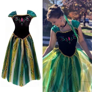 Damen Eiskönigin Anna Kostüm Cosplay Karneval Fasching Prinzessin Kleid - Bild 1 von 11