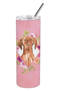 Vizsla Pink Flowers Stainless Steel 20 oz Skinny Tumbler CK4232TBL20 - Picture 1 of 4