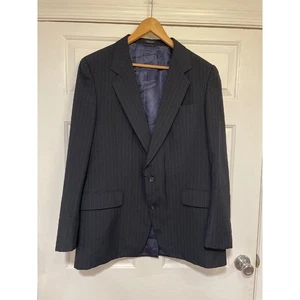 Dominic D'Bruzzi Pinstripe Blazer Wool Blend Single Breasted Two Button 46L - Picture 1 of 8