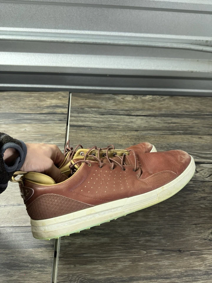 Adidas Flopshot Zapatos de Golf Para Hombres 13 Marrón Cuero Sin Tacos Tenis Rendimiento Foto 1 de 4