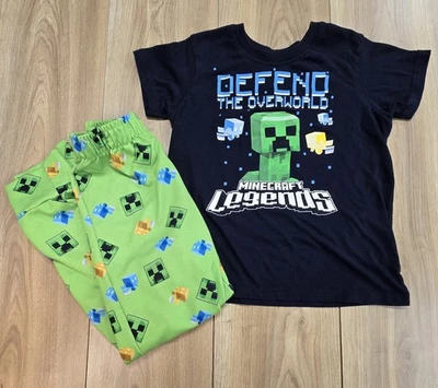 Minecraft Legends Boys Pajama Set Sz 8/10, Short Sleeve Top, Long Bottoms - Image 1 of 4