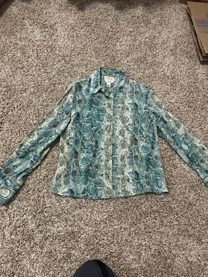 TALBOTS Petites Pure Silk Shirt Women's 8 Button Up Blouse Top Snake Skin Print - Image 1 of 4
