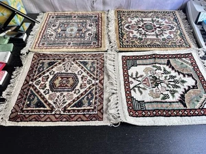 13.5x11.5” Small Table Rug Runners Doilies Hand Knotted Hand Made - Picture 1 of 11