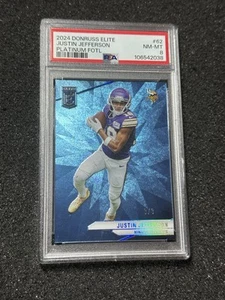 2022 Donruss Elite Justin Jefferson Platinum Fotl /3 PSA 8 - Foto 1 di 4