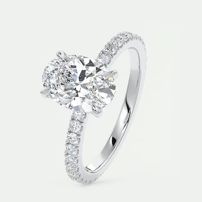 Diamond Weddings Ring 950 Platinum Lab Grown Oval 2.5 Carat IGI Certified Size 7 - Image 1 of 4