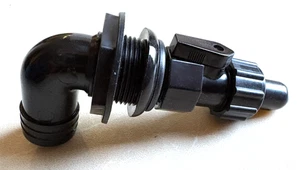 TH Aeretor  1 1/8" 90 Deg Spray Head / Shut Off Valve, Black,  AHV-1890-DP - Picture 1 of 5