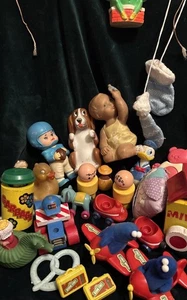 1980s Plastic Toys Vintage Large Lot Fisher Price Squeak Toys Disney Weeble Etc - Picture 1 of 16