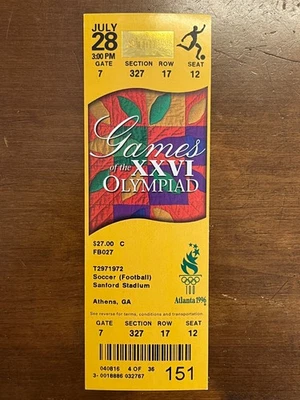 Boleto de los Juegos Olímpicos de Atlanta 1996 - Fútbol - 28 de julio Foto 1 de 2