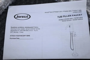Jacuzzi Contento Free Standing Tub Filler Single Handle Brushed Nickle PT62826 - Picture 1 of 18