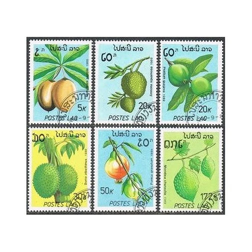 Laos 949-954,CTO.Michel 1169-1174. Fruits 1989.Mani ikara zapota,Guajava, - Image 1 of 1