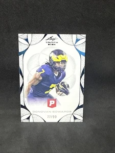 2024 Leaf Trinity Pristine Auction DONOVAN EDWARDS Blue Foil /99 Michigan - Picture 1 of 2