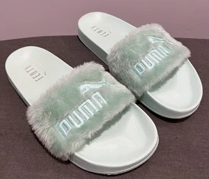 Fenty x Puma Rihanna Cool Blue Fur Leadcat Slides US 6 / EU 36.5 Sandals - Picture 1 of 3