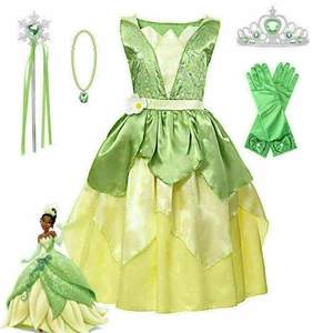 Dream Princess Tiana Girls Fancy Dress Disney Princess and the Frog Kid Costumer - Picture 1 of 16