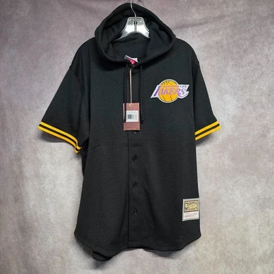 Новая с ценниками мужская толстовка с капюшоном Mitchell & Ness Los Angeles Lakers Showstopper черная Джерси L - Изображение 1 из 4