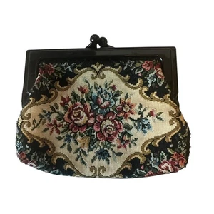 Portamonete arazzo floreale vintage chiusura bacio boho vittoriano - Foto 1 di 4