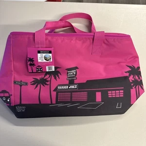 NEW Trader Joes MAGENTA PINK Insulated Tote Grocery Cooler Shopping Bag Reusable - Picture 1 of 2