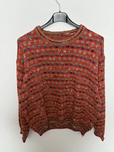 Damen Vintage Strickpullover Orange Bunt Gr.M 90s Retro - Bild 1 von 2