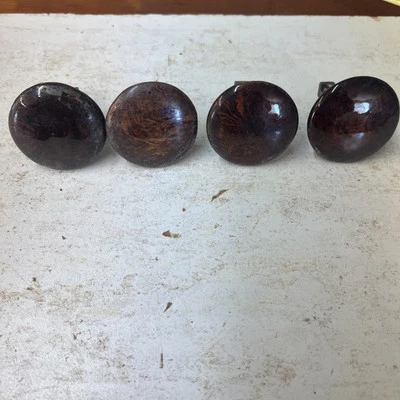 19thC Porcelain Knobs Mahogany Finish - Image 1 of 4