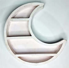 Wooden Crescent Wash Antique Finish Crystal Rustic Home Decor - White