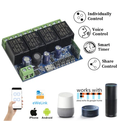 1/2/4CH eWelink Wlan Funkschalter Kabellos Smart Switch 5V 12V 24V 48V Fr Alexa - Bild 1 von 4