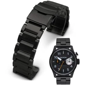 Black Metal Steel Replacement Watch Band Fits Nixon Safari Deluxe 43mm #5002 - Picture 1 of 3