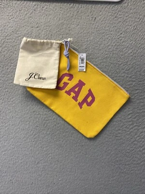 J Crew GAP Body Classic Pouch Clutch Cosmetic Bag Yellow Zip Pocket NWT /97-77 - Image 1 of 4