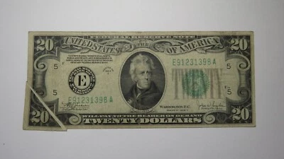 $20 1934-C Gutter Fold Error Richmond Federal Reserve Bank Note Currency Bill  - Image 1 of 2