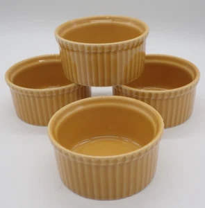 Apilco France Yellow/Mustar Porcelain Ribbed  Custard Souffle Dish 3.5" Set Of 4 - Picture 1 of 5