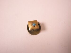 =SINGLES(1)  1/4" Gold Plated & Turquoise Vintage Formal Shirt Stud Button g60
