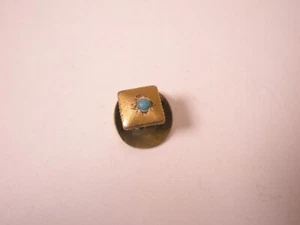 SINGLES(1) 1/4" Gold Plated & Turquoise Vintage Formal Shirt Stud Button g60 - Picture 1 of 7