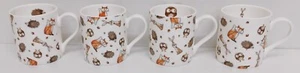 Woodland Friends Mugs Set 4 Bone China Fox Hare Hedgehog Owl Large Balmoral 14oz - Picture 1 of 10