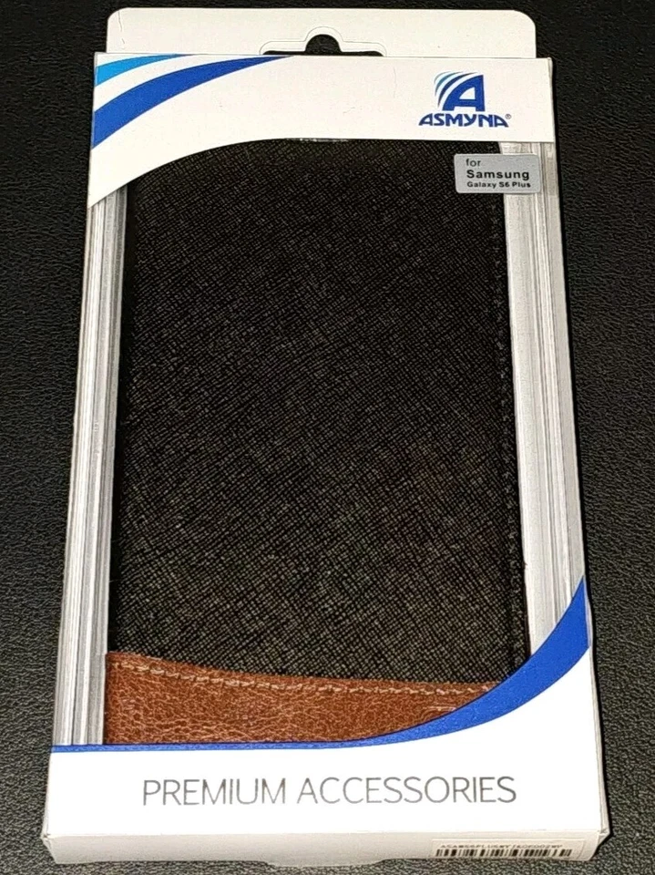 Capa carteira telefone Samsung Galaxy S6 fólio flip porta-cartão preta usada - Imagem 1 de 4