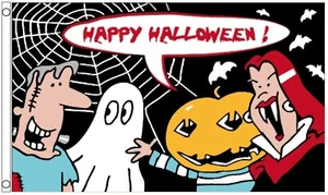 Halloween Cartoon Polyester 5'x3' Flag - Picture 1 of 3