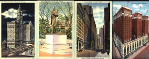 CHICAGO LINCOLN LASALLE STREET WRIGLEY PALMER HOUSE LOT OF 4 VINTAGE POSTCARDS - Bild 1 von 1