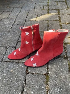 Modern Vice Designer Star Leather Boots Red Sz. 6 - EU 35.5 - Picture 1 of 6