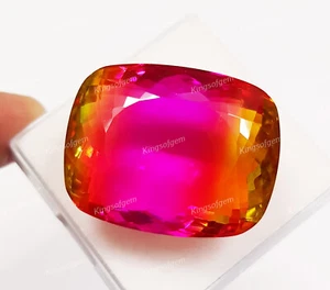 85 Ct Doublet Glass Stone Multi Color Tourmaline Cushion Stone Loose Gemstone - Picture 1 of 6