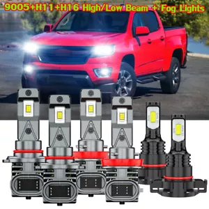 For Chevrolet Colorado 2015-2018 LED Headlight High Low Beam + Fog Light Bulbs - Foto 1 di 14