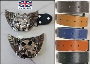 Ala de águila con águila giratoria cinturón de motociclista y hebilla unisex cinturón de motociclista motocicleta - Imagen 1 de 15