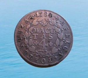 PORTUGUESE ANGOLA 4 MACUTAS 1784 SILVER RULER PEDRO III KM 22 #3197# - Picture 1 of 2