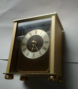 Guilder Swiss Hechinger Quartz Carriage Clock Design Mantle Shelf Brass Germany - Picture 1 of 12