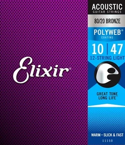 Elixir 11150 Bronze Polyweb 12 String 10-47 Acoustic Guitar Strings 1-3 Packs - Picture 1 of 2