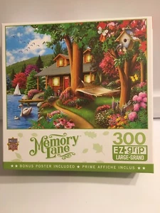 Memory Lane EZ Grip Large Puzzle 300 Piece Log Cabin W Poster By Master Pieces - Picture 1 of 6