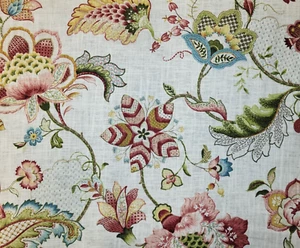 Ophelia in Blossom BTY 54" Wide P Kaufmann 55% Linen / 45% Rayon Floral Jacobean - Picture 1 of 2