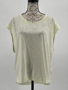 Free People Top NWT Short Sleeve Yellow & White Relaxed Blouse Size XS - Picture 1 of 7