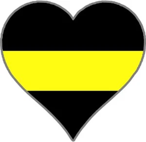 Thin Yellow Line Heart Decal Security Officer Tow Truck Driver Agent Var - Imagen 1 de 1