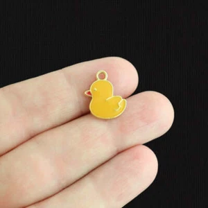 4 Yellow Chick Gold Tone Enamel Charms - E1589 - Picture 1 of 1